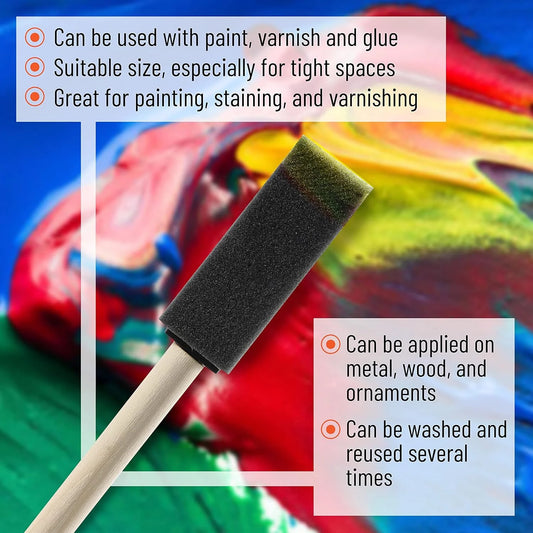 10Pcs Sponge Brush Wooden Handle Watercolor Oil Stain Art Craft Painting Drawing for kids ExactoMag 