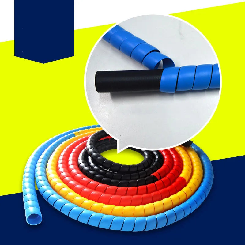 Clearance_2meters 8mm 10mm Line Organizer Pipe Protection Flexible Spiral Wrap Winding Cable Wire Protector Cable Sleeve Cover T ExactoMag 