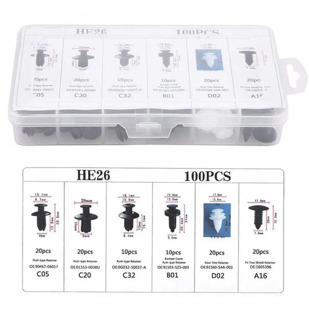 Auto Fastener Clip Mixed Car Body Push Retainer Pin Rivet Bumper Door Trim Panel Fastener Kit Car Clips Box or Bag packaging ExactoMag 