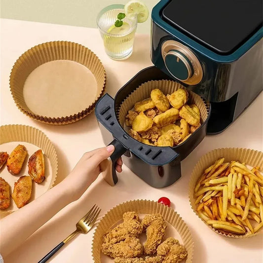 50pcs/set Air Fryer Disposable Paper Parchment Wood Pulp Steamer Cheesecake Air Fryer Accessories Baking Paper For Air Fryer ExactoMag 