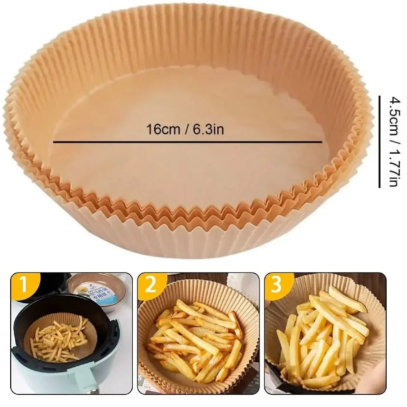 50/100/200pcs Disposable Air Fryer Paper Round/Square Special Paper Food Silicon Oil Paper Air Fryer Liners Baking Paper ExactoMag 