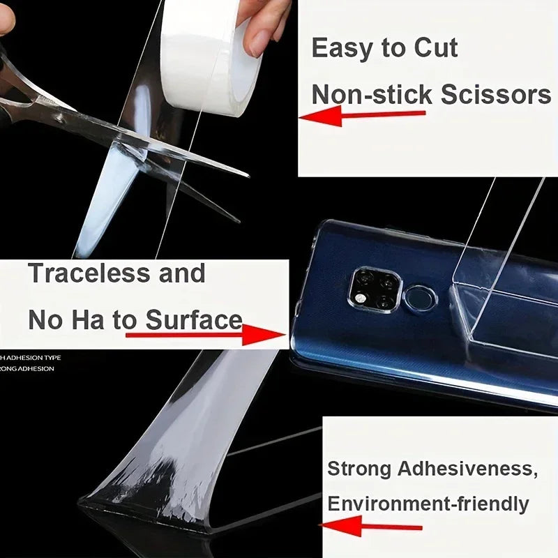 5m/3/2m/1m Nano Tape Extra Strong Double Sided Adhesive Tape Transparent No Trace Reusable Waterproof Adhesive Tape Home ExactoMag 