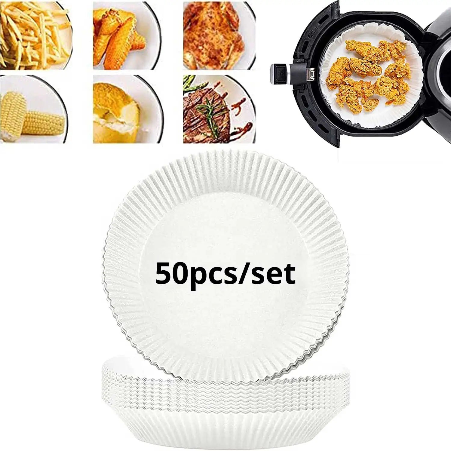 50/100/200pcs Disposable Air Fryer Paper Round/Square Special Paper Food Silicon Oil Paper Air Fryer Liners Baking Paper ExactoMag 