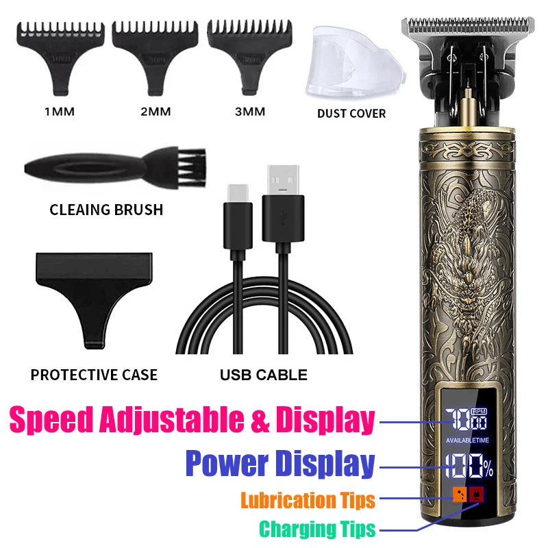 High-Power Electric Clippers Designed for Barbershops, Ideal for Shaving And Trimming with USB Charging.