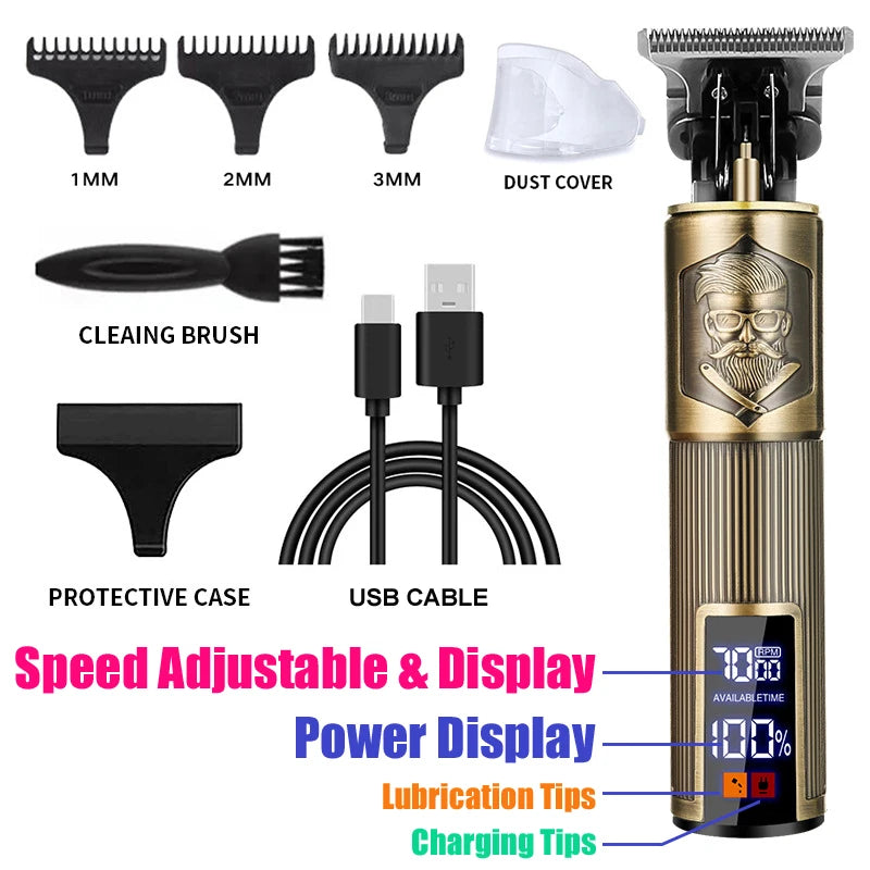 High-Power Electric Clippers Designed for Barbershops, Ideal for Shaving And Trimming with USB Charging.