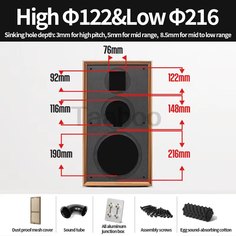 8 Inch Three-Way Labyrinth Speaker Empty Box Bookshelf Speaker Home Speaker DIY Hifi Audio Wooden Handmade Box Passive Speaker ExactoMag 