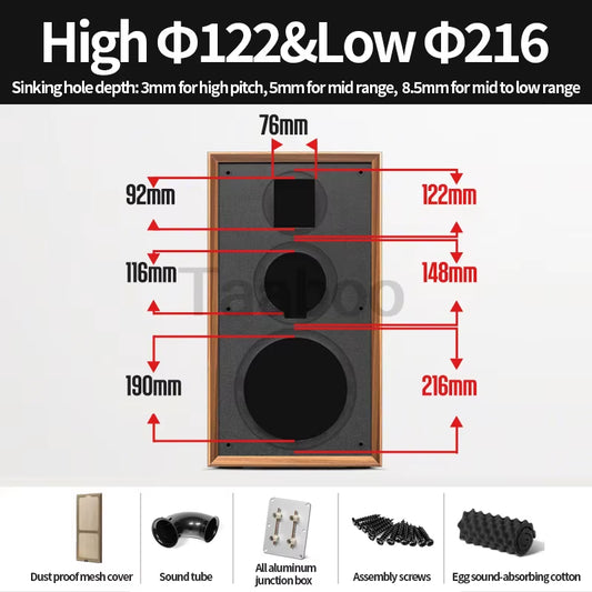 8 Inch Three-Way Labyrinth Speaker Empty Box Bookshelf Speaker Home Speaker DIY Hifi Audio Wooden Handmade Box Passive Speaker ExactoMag 