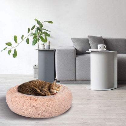 Calming Dog Beds for Large Medium Small Dogs, 24/32Inch Fluffy Cat Bed Donut Cuddler round Dog Beds, Ultra Soft Anti-Anxiety Pet Beds, Safe Faux Fur Material, Machine Washable ExactoMag 
