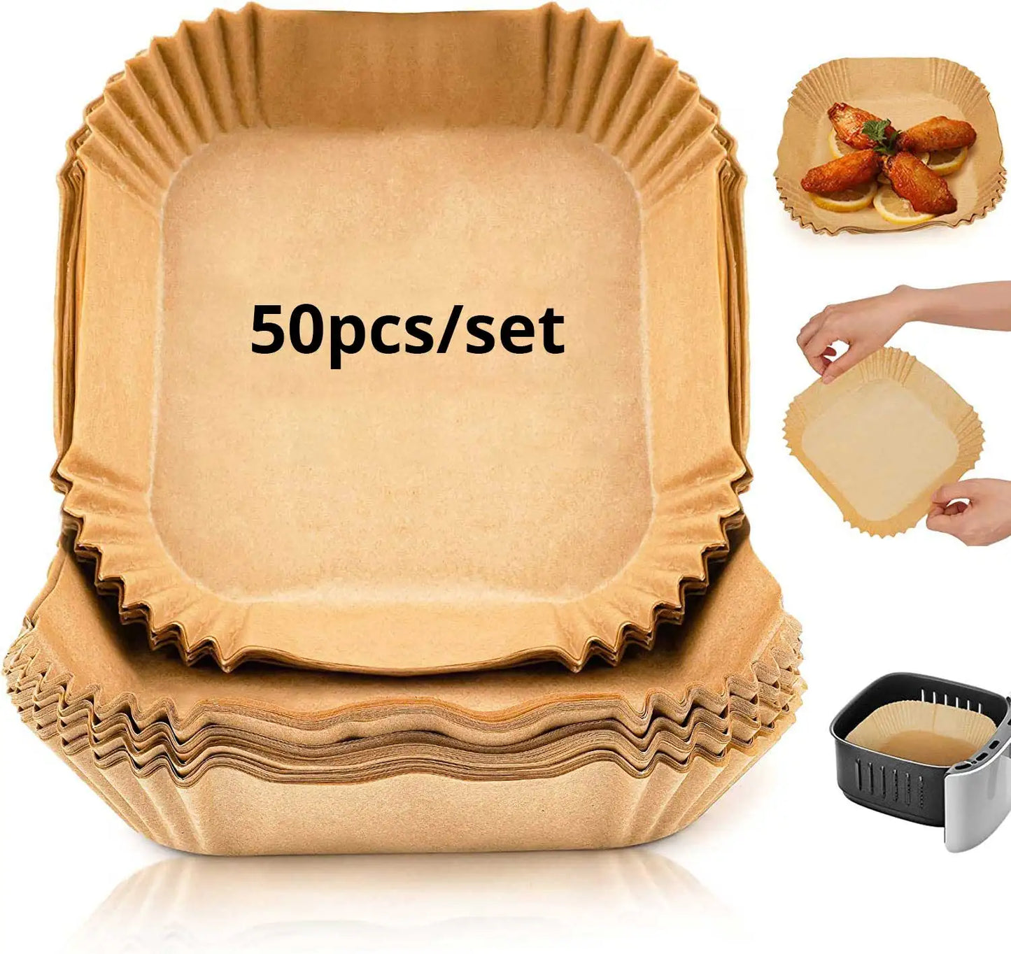 50/100/200pcs Disposable Air Fryer Paper Round/Square Special Paper Food Silicon Oil Paper Air Fryer Liners Baking Paper ExactoMag 