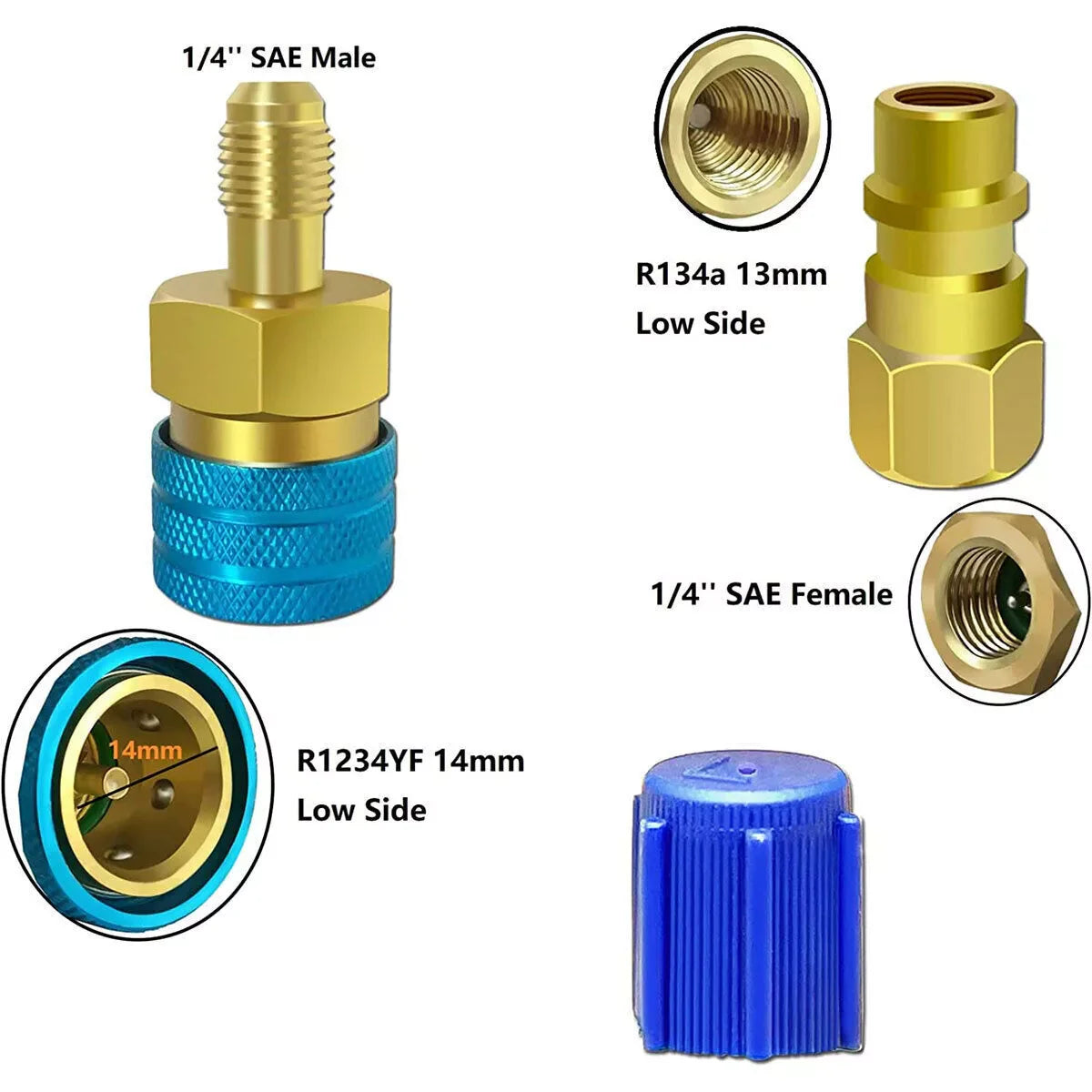 R1234YF to R134A Quick Coupler Adapter Fits Car A/C High Low Side Conversion Kit ExactoMag 