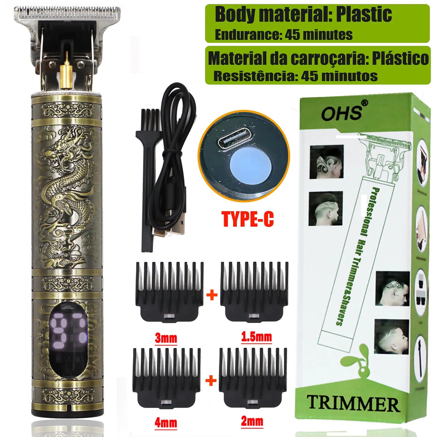 High-Power Electric Clippers Designed for Barbershops, Ideal for Shaving And Trimming with USB Charging.