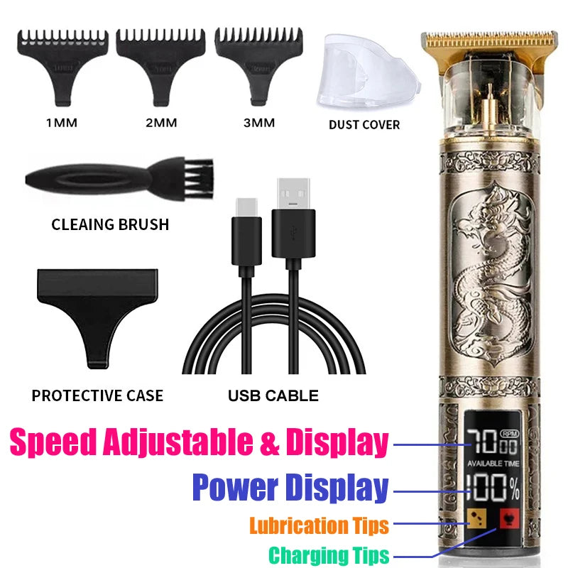 High-Power Electric Clippers Designed for Barbershops, Ideal for Shaving And Trimming with USB Charging.
