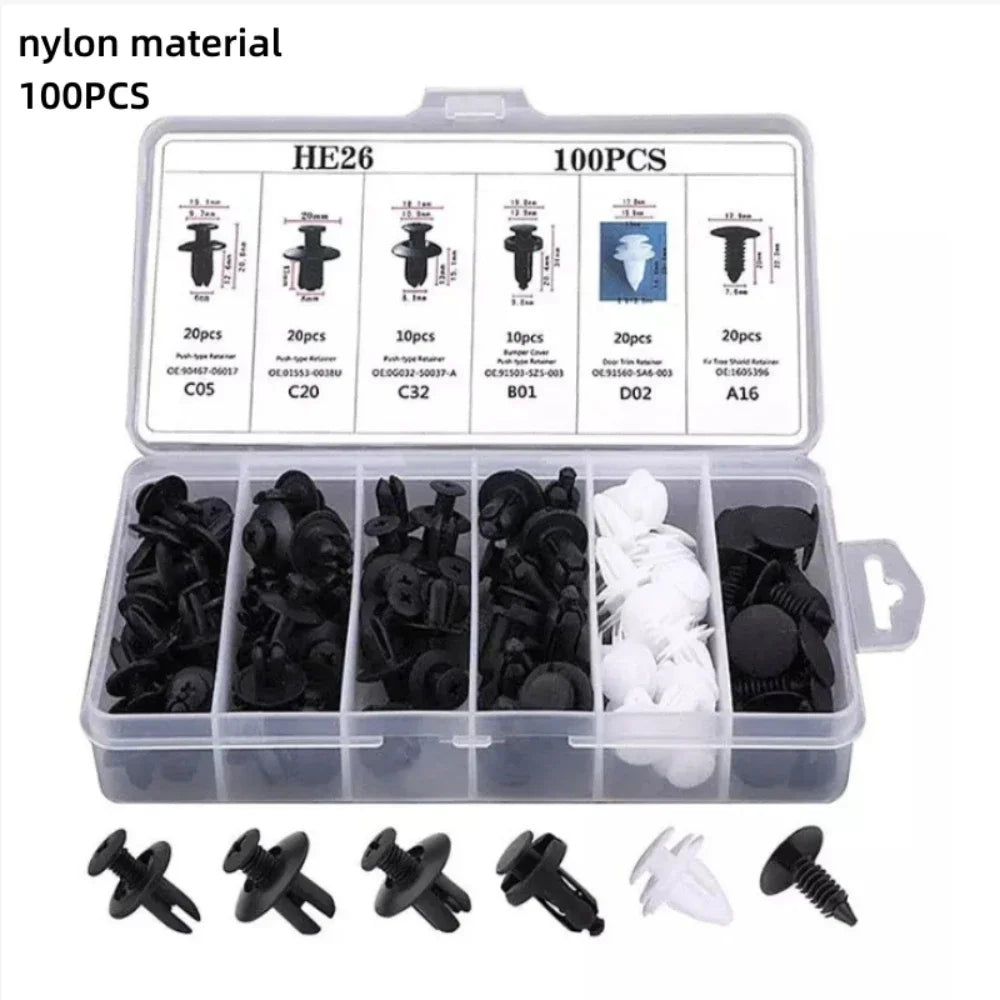 Auto Fastener Clip Mixed Car Body Push Retainer Pin Rivet Bumper Door Trim Panel Fastener Kit Car Clips Box or Bag packaging ExactoMag 