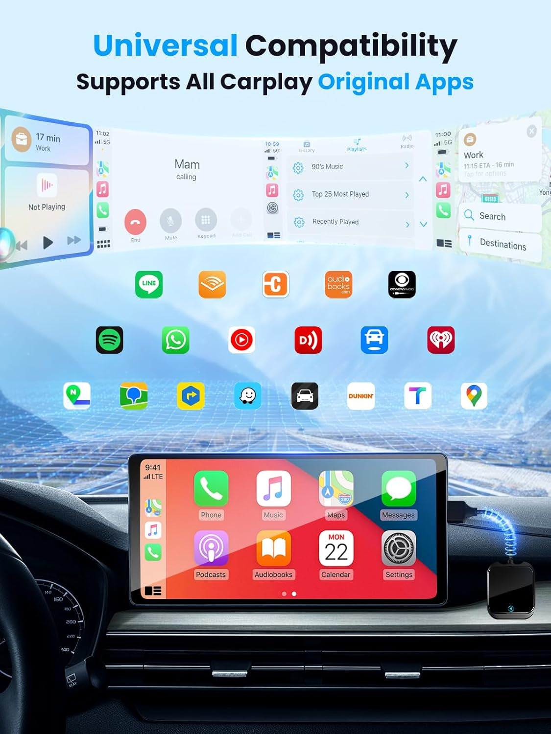 Wireless Carplay and Android Auto Adapter with Fast Stable 5Ghz Wifi Bluetooth, Wireless Carplay Adapter for Apple Applies to Cars after 2016 & Phone with Android11+/ Ios10+ & Usb-A/Type-C (Black) ExactoMag 
