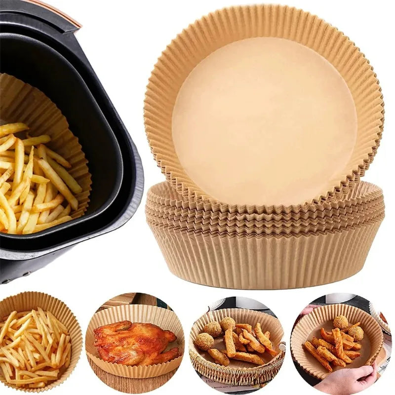 50/100/200pcs Disposable Air Fryer Paper Round/Square Special Paper Food Silicon Oil Paper Air Fryer Liners Baking Paper ExactoMag 
