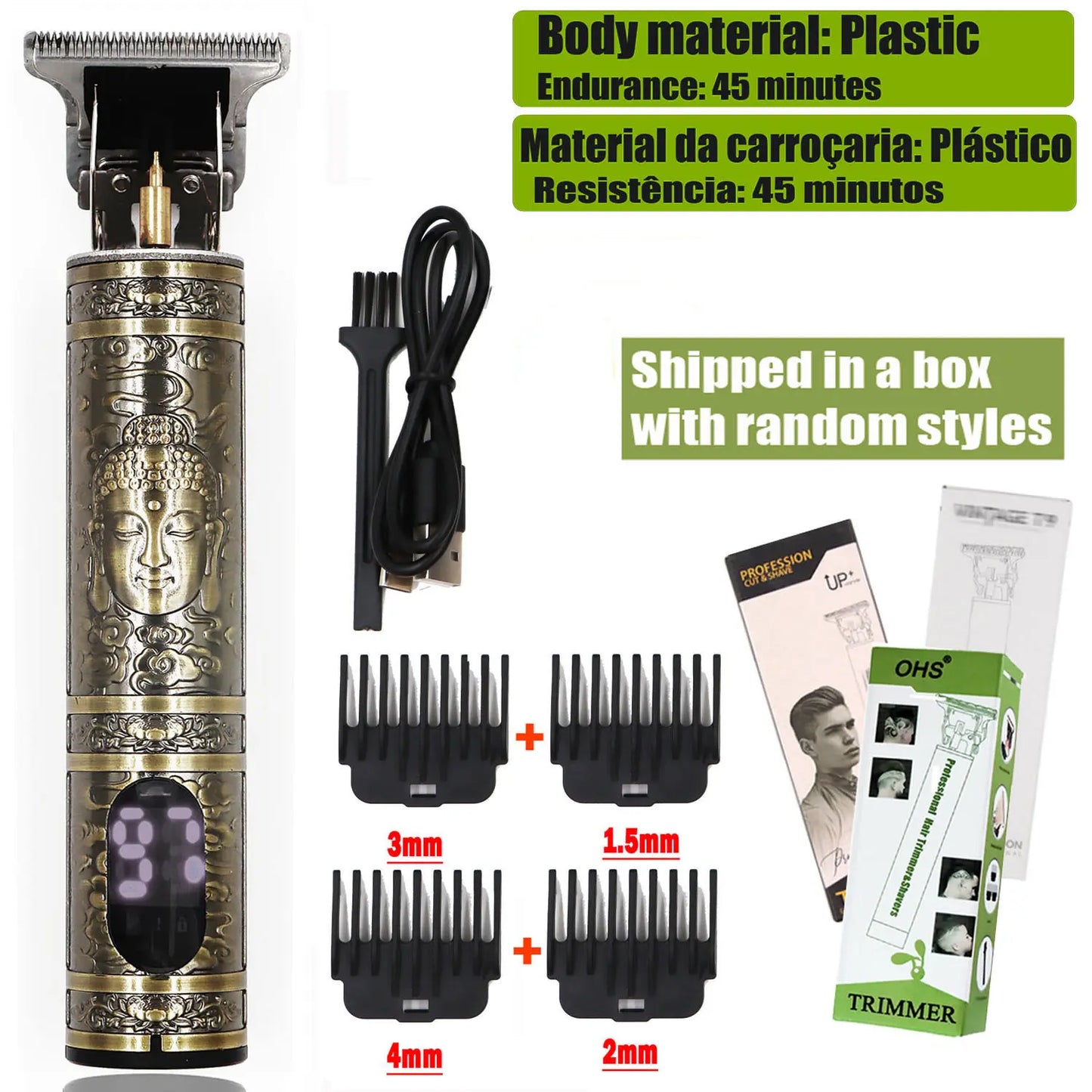 High-Power Electric Clippers Designed for Barbershops, Ideal for Shaving And Trimming with USB Charging.