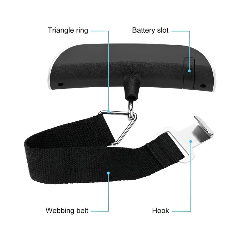 50kg/110lb Portable Digital Luggage Weight Scale LCD Display Pocket Electronic Suitcase Travel Scale Balance Baggage Weight Tool ExactoMag 