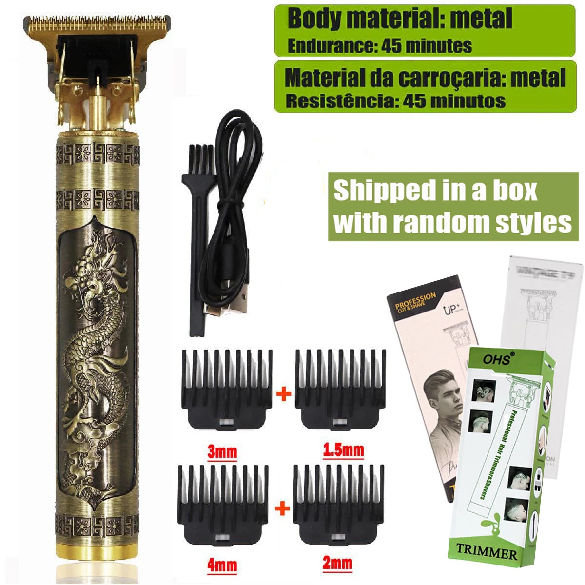 High-Power Electric Clippers Designed for Barbershops, Ideal for Shaving And Trimming with USB Charging.