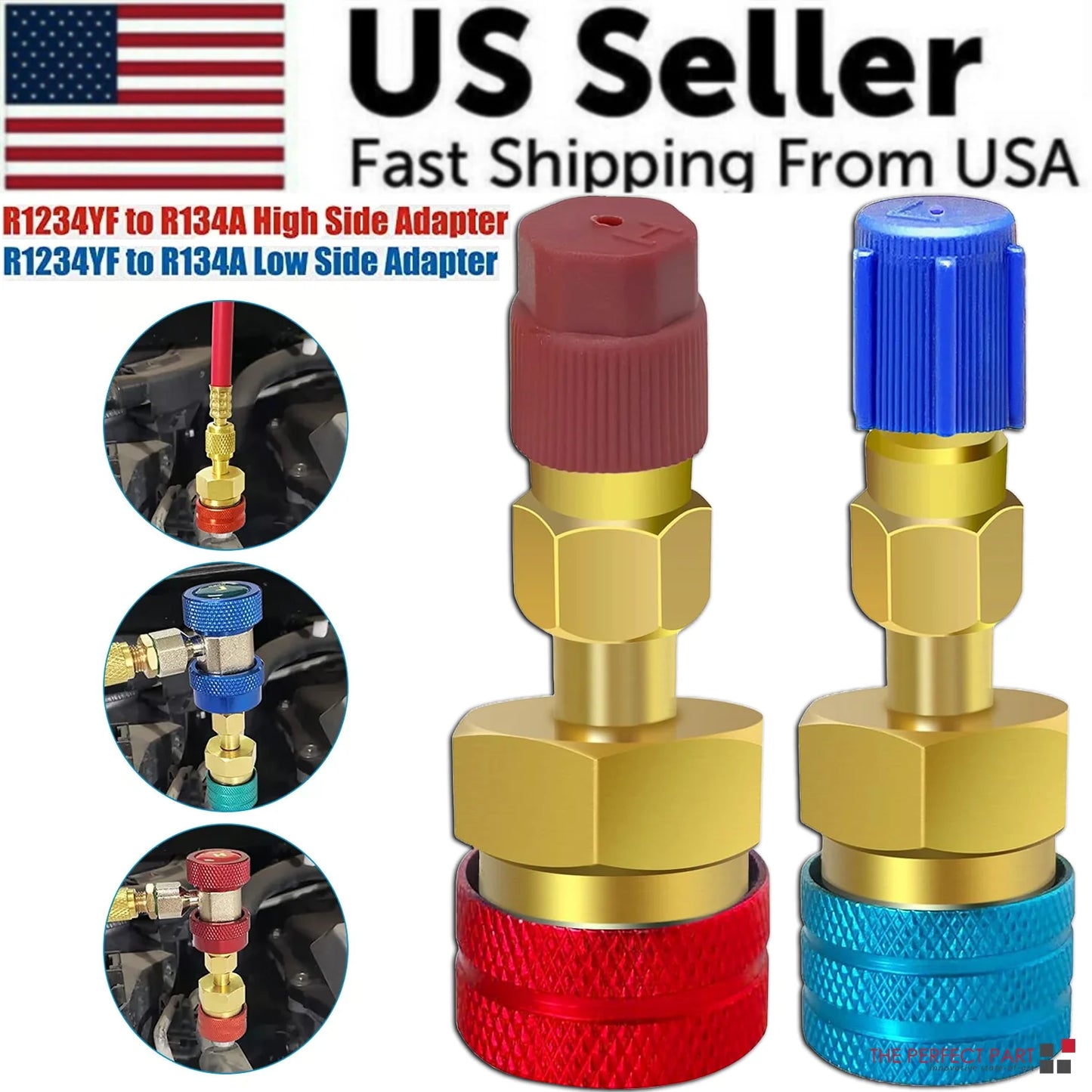 R1234YF to R134A Quick Coupler Adapter Fits Car A/C High Low Side Conversion Kit ExactoMag 