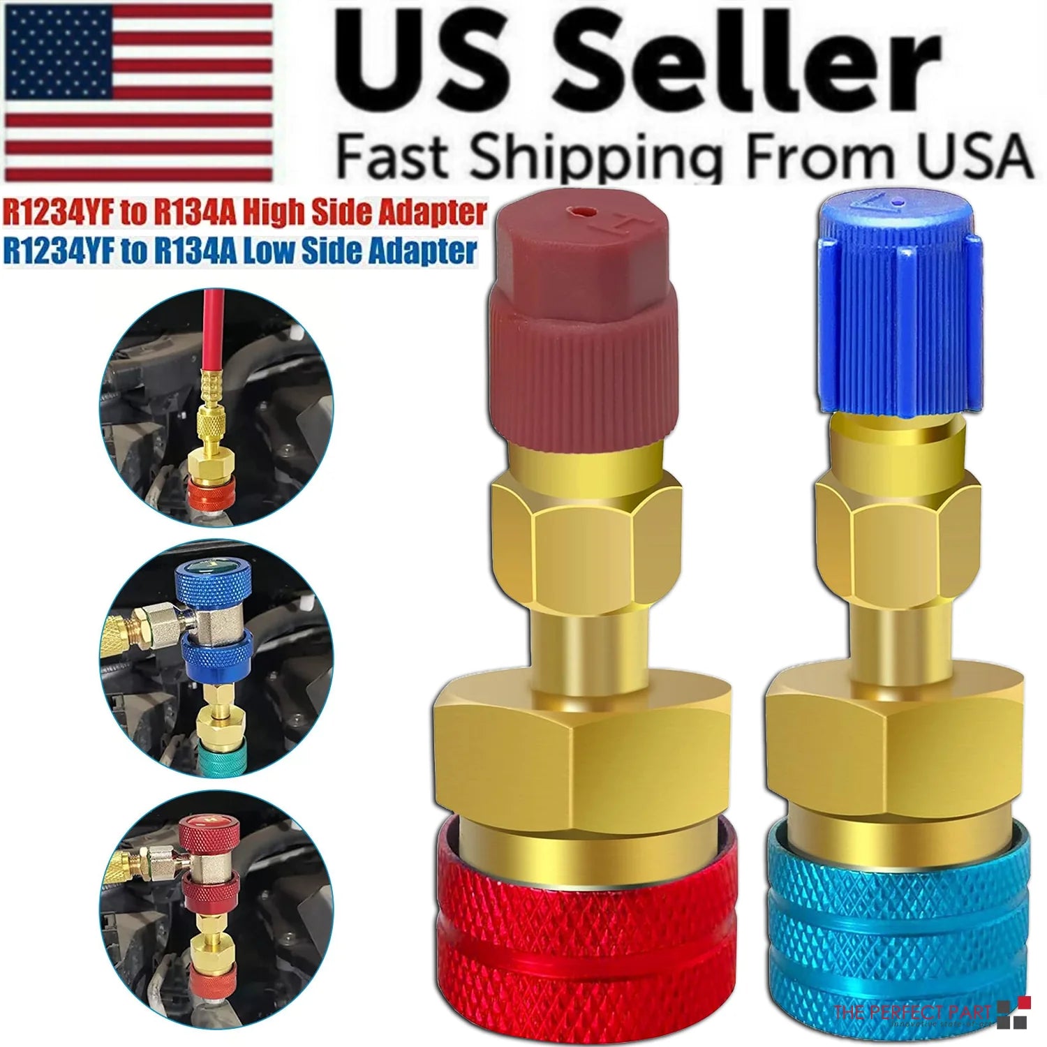 R1234YF to R134A Quick Coupler Adapter Fits Car A/C High Low Side Conversion Kit ExactoMag 