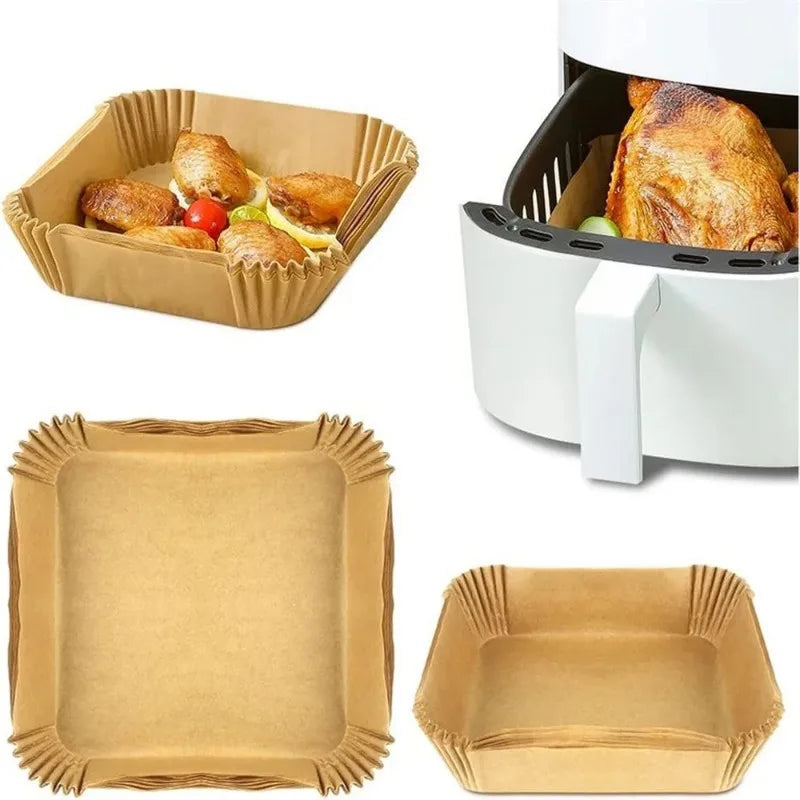 50/100/200pcs Disposable Air Fryer Paper Round/Square Special Paper Food Silicon Oil Paper Air Fryer Liners Baking Paper ExactoMag 