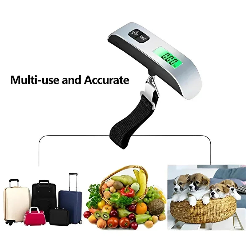 50kg/110lb Portable Digital Luggage Weight Scale LCD Display Pocket Electronic Suitcase Travel Scale Balance Baggage Weight Tool ExactoMag 