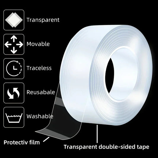 5m/3/2m/1m Nano Tape Extra Strong Double Sided Adhesive Tape Transparent No Trace Reusable Waterproof Adhesive Tape Home ExactoMag 
