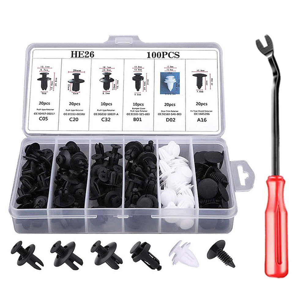 Auto Fastener Clip Mixed Car Body Push Retainer Pin Rivet Bumper Door Trim Panel Fastener Kit Car Clips Box or Bag packaging ExactoMag 